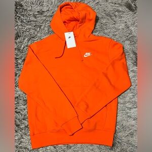 Nike Orange Hoodie Sweatshirt Club Fleece Pullover Men BV2654-819 Men’s